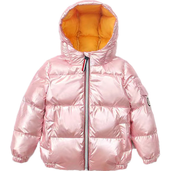 Moodne läikiva efektiga ja kapuutsiga laste jope tüdrukutele ja poistele