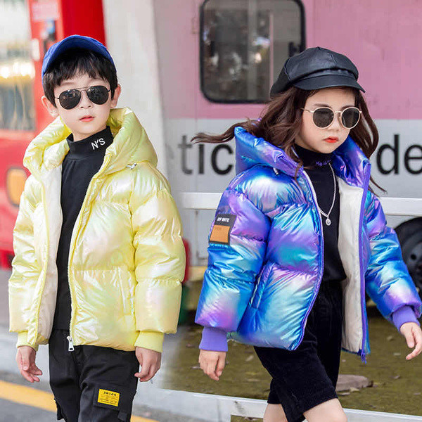 Embleemi ja kapuutsiga laste talvejope tüdrukutele ja poistele