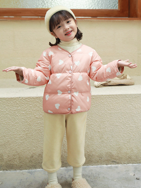 Igapäevane laste kaherealine nööpide ja V-kaelusega jope