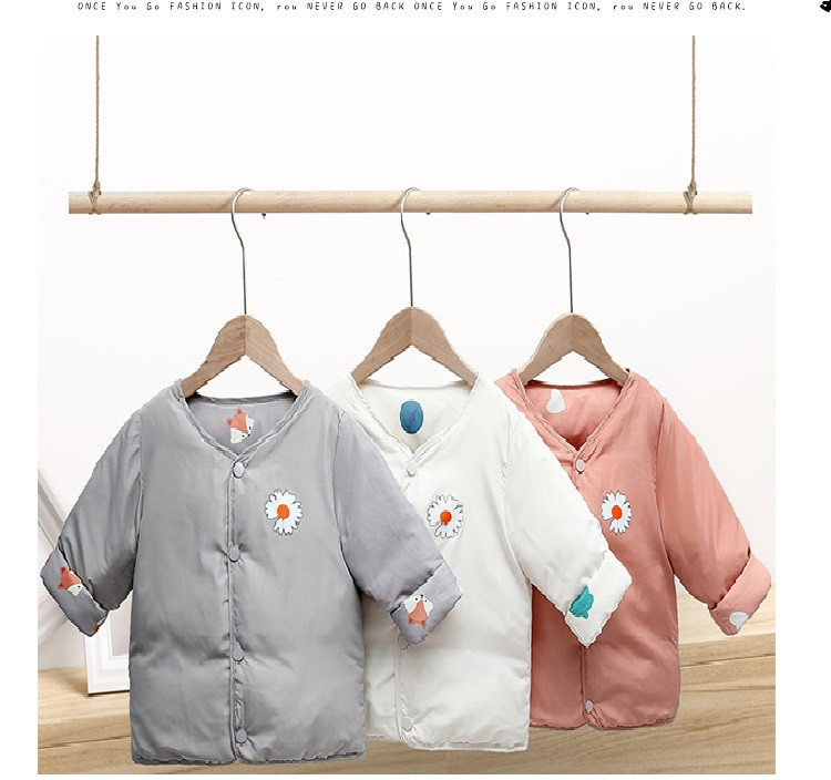 Igapäevane laste kaherealine nööpide ja V-kaelusega jope