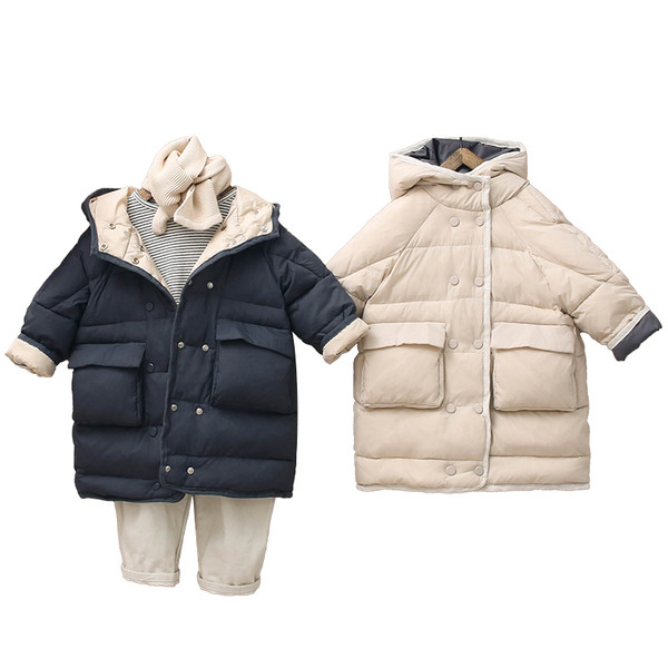 Pikk nööpidega laste jope poisile ja tüdrukule