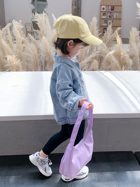 Moodne värvitrükiga laste teksajakk tüdrukutele