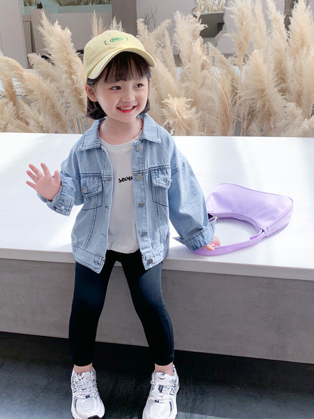 Moodne värvitrükiga laste teksajakk tüdrukutele