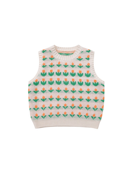 Ovaalse kaelusega kootud lastevest tüdrukutele