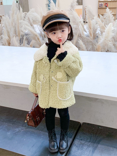 Moderna dječja perjanica za djevojčice s džepovima i gumbima