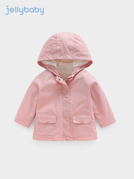 Pehme voodri ja nööpidega laste jope tüdrukule - roosat värvi