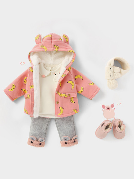 Модерно детско яке за момичета с качулка и копчета