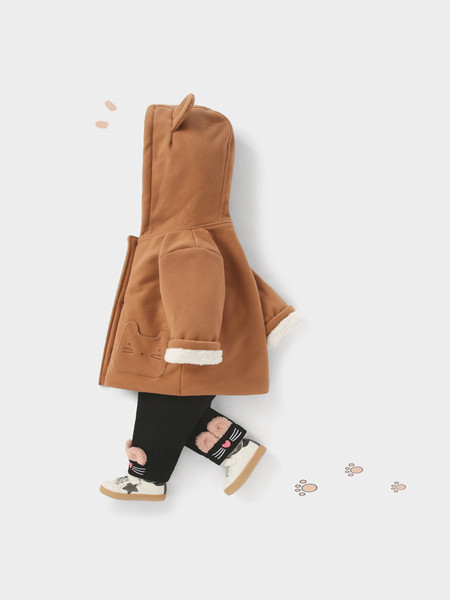 Kapuutsiga ja pehme voodriga lastemantel tüdrukutele