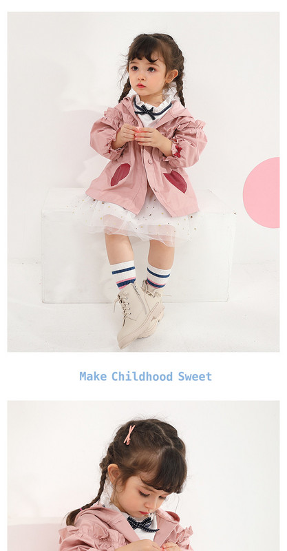 Moodne kapuutsiga laste jope tüdrukutele kollast ja roosat värvi