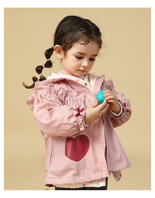 Moodne kapuutsiga laste jope tüdrukutele kollast ja roosat värvi