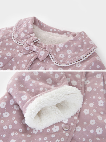Pehme voodri ja paelaga laste jope tüdrukule - roosat värvi