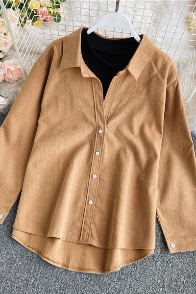 Naiste vabaaja särk nööpidega - asümmeetriline mudel