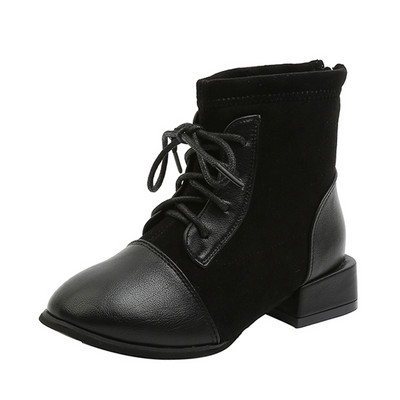 Μοντέρνες παιδικές μπότες από οικολογικό σουέτ με κορδόνια και φερμουάρ