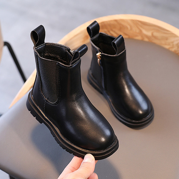 Детски кожени боти с цип-за момичета