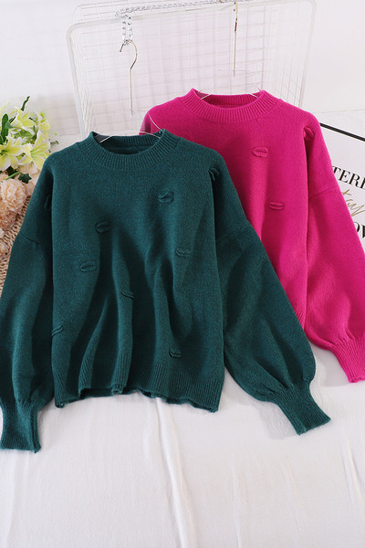 Moodne naiste kampsun laiade varrukate ja ovaalse kaelusega