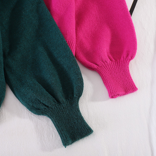 Moodne naiste kampsun laiade varrukate ja ovaalse kaelusega