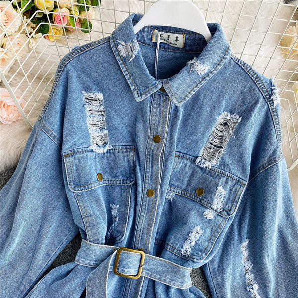 Naiste vabaaja sügisjope vöö ja rebenenud mustriga