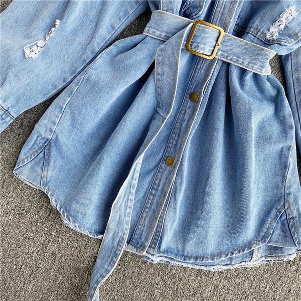 Naiste vabaaja sügisjope vöö ja rebenenud mustriga