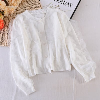 Kootud naiste vest ovaalse krae ja tülliga