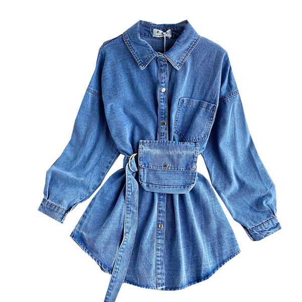 Naiste sinist nööpide ja taskutega teksasärk