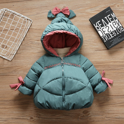 Moodne paelte ja kapuutsiga laste jope tüdrukutele