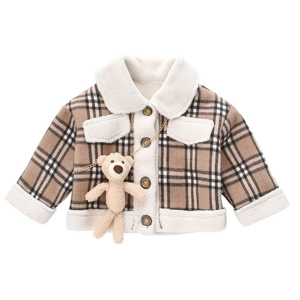 Нов модел детско карирано палто с джобове
