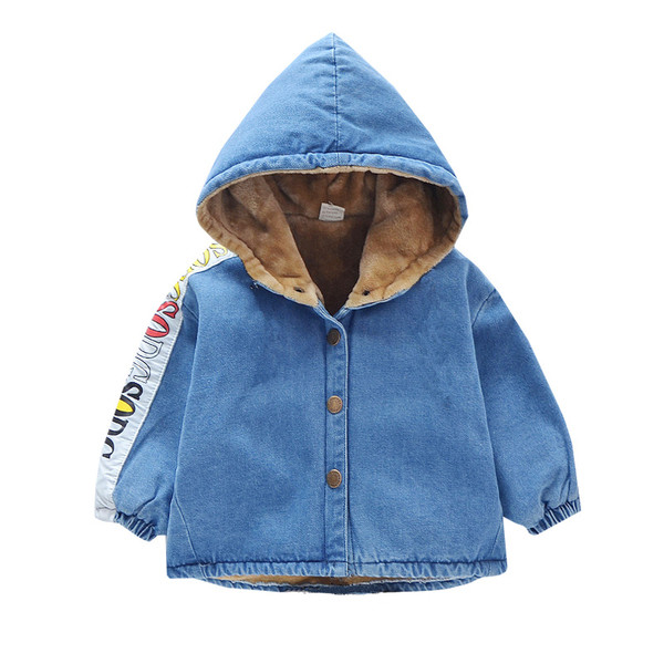 Kapuutsiga ja pehme voodriga laste teksajakk tüdrukutele