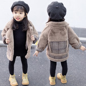 Dječji karirani kaput za djevojčice s mekom postavom