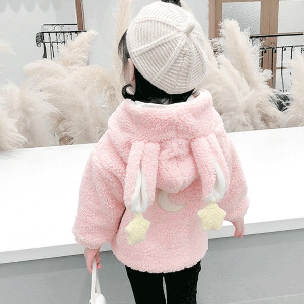 Kapuutsiga ja 3D elementidega roosa sulejope tüdrukutele