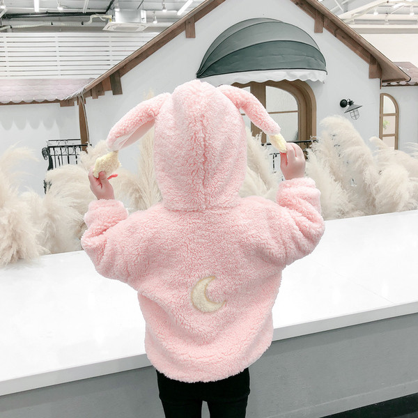 Kapuutsiga ja 3D elementidega roosa sulejope tüdrukutele