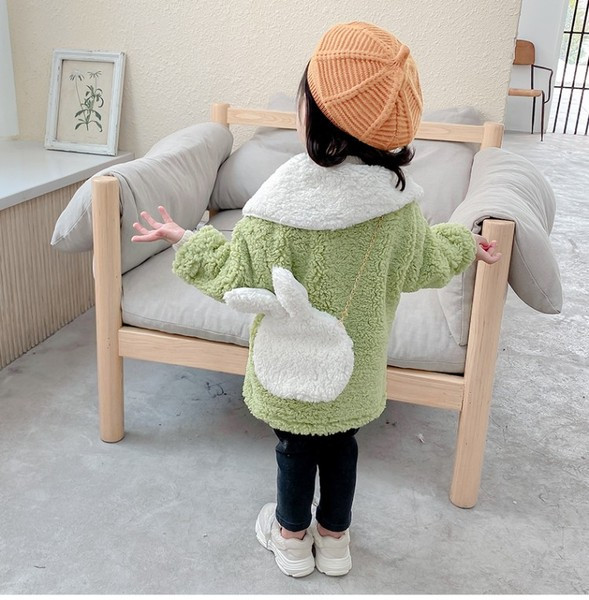 Dječja duga jakna s gumbima i džepovima za djevojčice