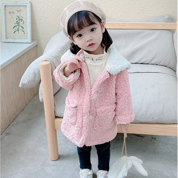 Dječja duga jakna s gumbima i džepovima za djevojčice