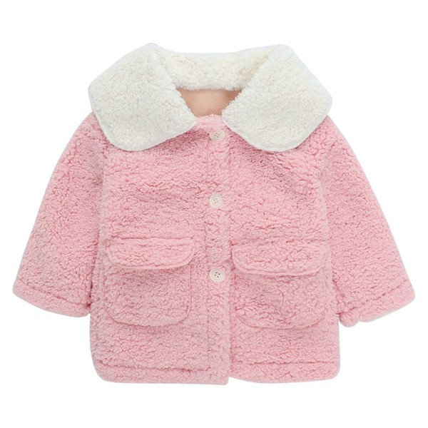 Dječja duga jakna s gumbima i džepovima za djevojčice