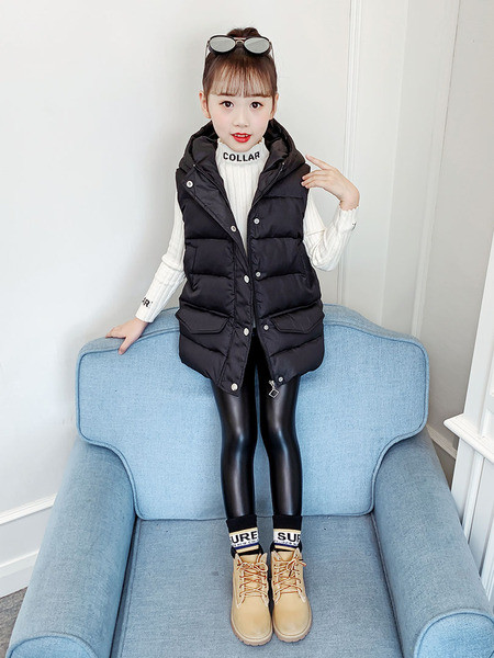 Moodne kapuutsiga laste talvevest - tüdrukutele