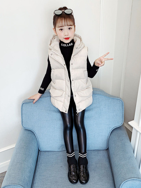 Moodne kapuutsiga laste talvevest - tüdrukutele