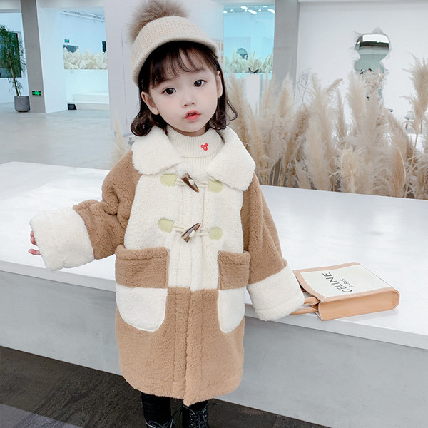 Novi model dječjeg dugog kaputa sa džepovima za djevojčice