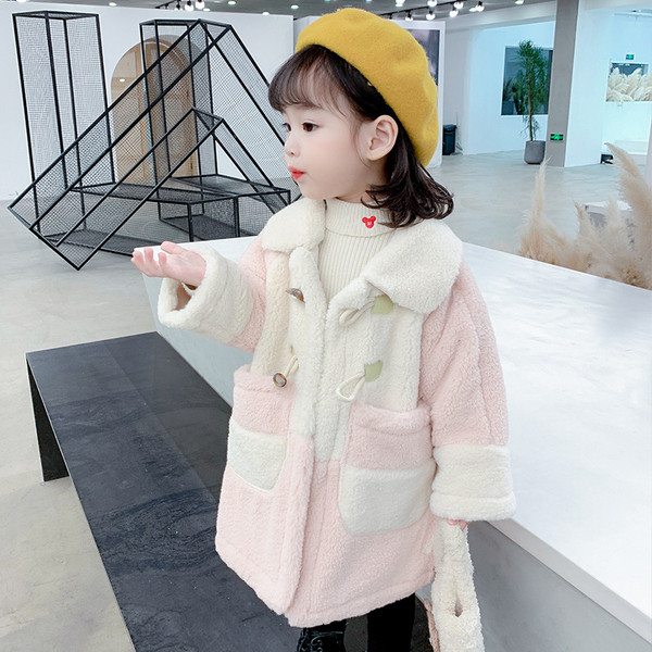 Novi model dječjeg dugog kaputa sa džepovima za djevojčice