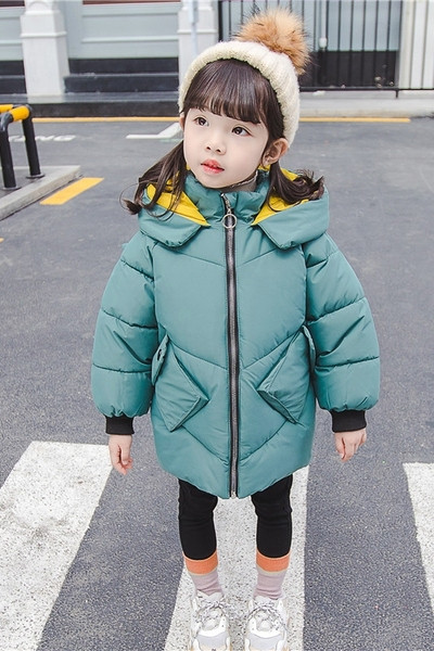 Χειμερινό παιδικό μπουφάν για κορίτσια με κουκούλα και τσέπες