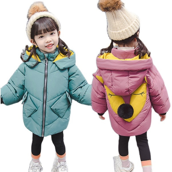 Χειμερινό παιδικό μπουφάν για κορίτσια με κουκούλα και τσέπες