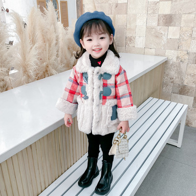 Uue mudeli talve ruuduline mantel tüdrukutele