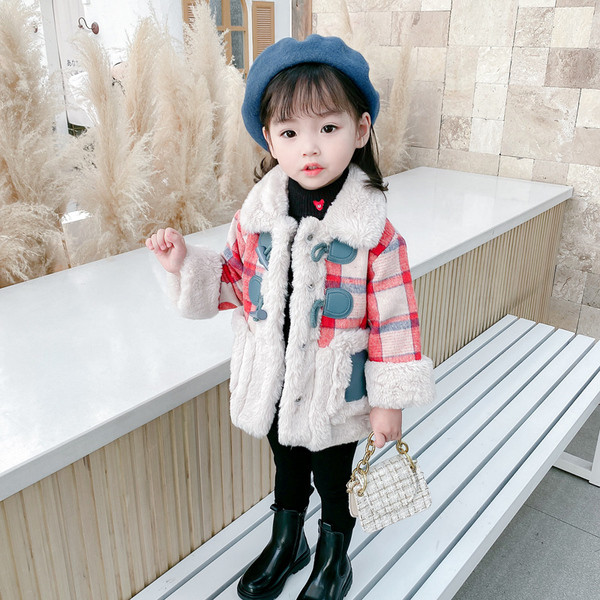 Uue mudeli talve ruuduline mantel tüdrukutele