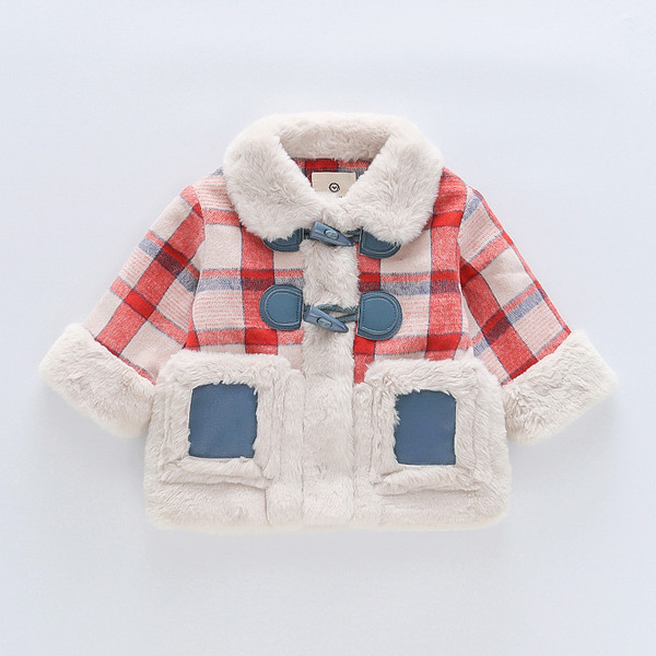 Uue mudeli talve ruuduline mantel tüdrukutele