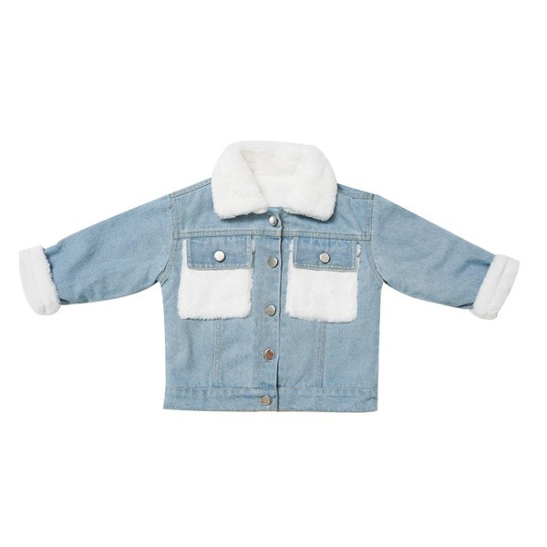 Tüdrukutele sobiv vabaaja laste teksajakk sule ja taskutega