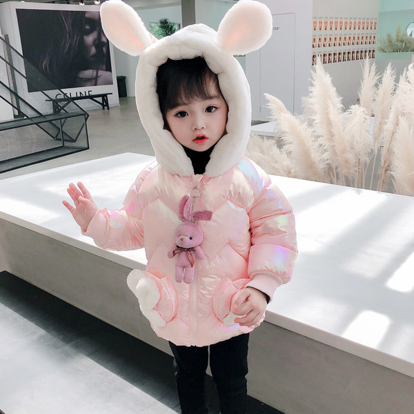 Νέο μοντέλο παιδικό μπουφάν για κορίτσια με κουκούλα και 3D στοιχείο