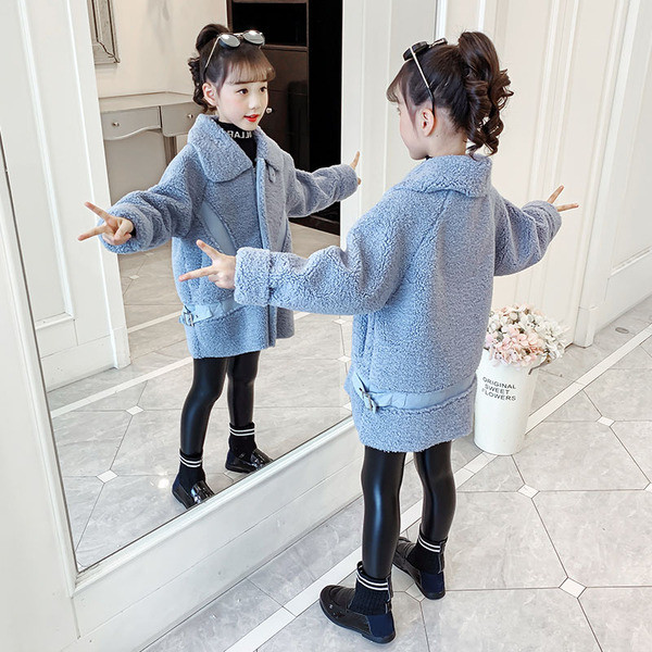 Pehmeline laste sügis-talvine mantel tüdrukutele