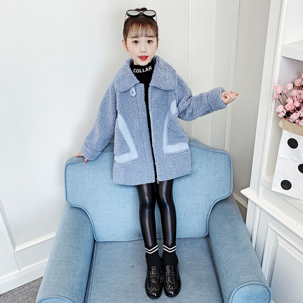 Pehmeline laste sügis-talvine mantel tüdrukutele