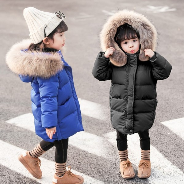 Καθημερινό παιδικό μακρύ μπουφάν με κουκούλα καιμπουφάν  κατάλληλο για κορίτσια και αγόρια