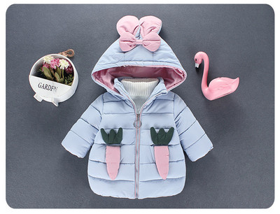 Kapuutsi ja paelaga talvine laste jope tüdrukutele