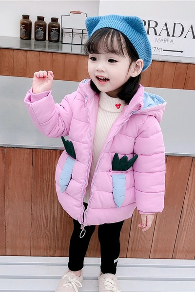 Kapuutsi ja paelaga talvine laste jope tüdrukutele