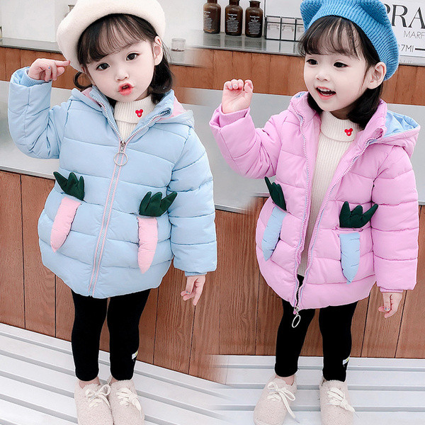 Kapuutsi ja paelaga talvine laste jope tüdrukutele